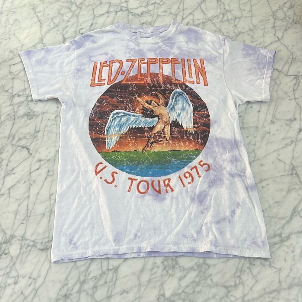 Unisex Purple Tie-dye Led Zeppelin US Tour 1975 Graphic Tee Size S/M